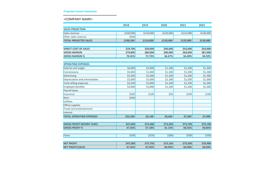 Segmented Income Statement Template