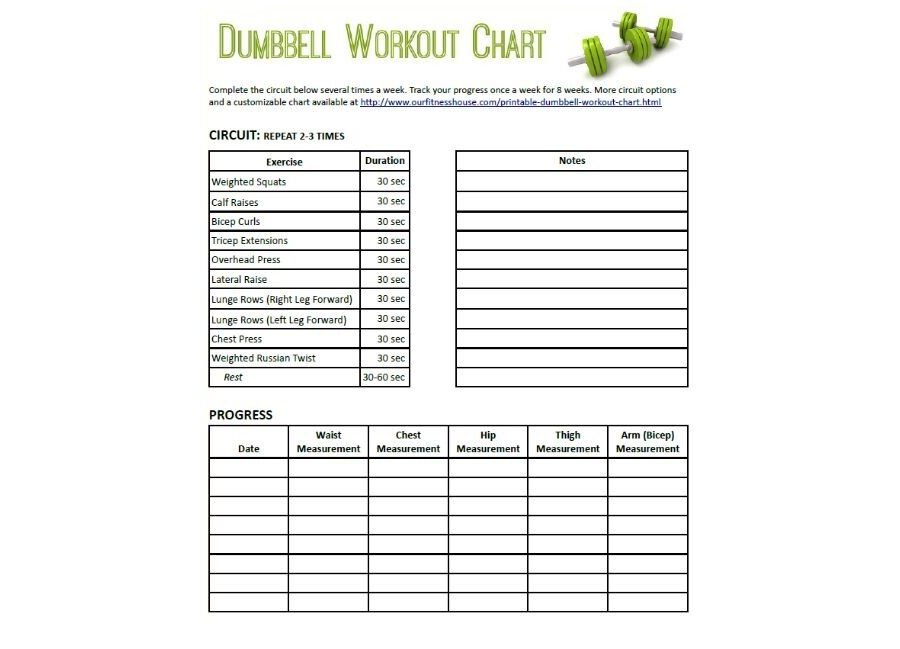 Single Dumbbell Workout Chart