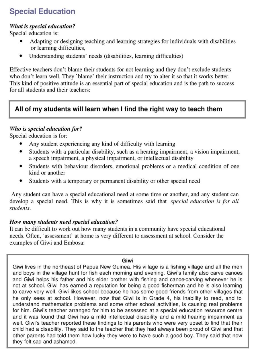 Special Education Student Tasks Analysis