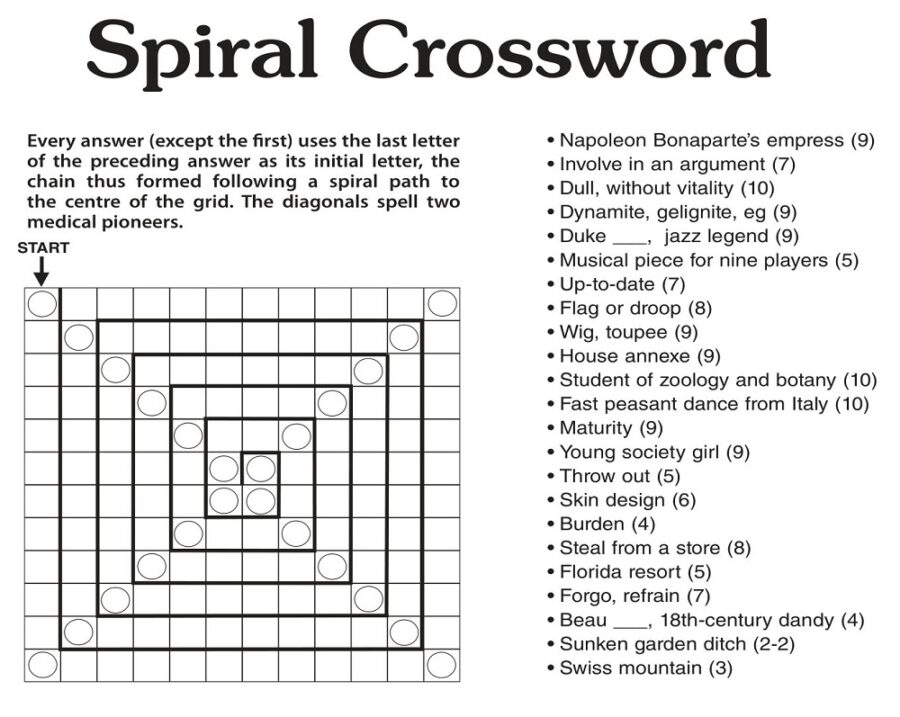 Spiral Crossword Puzzle Template