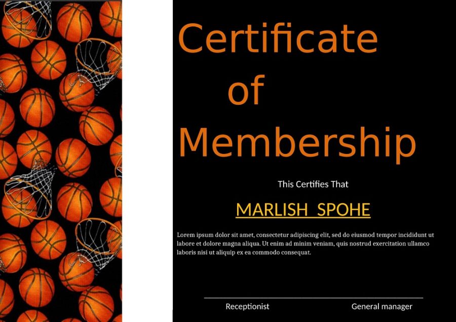 Sports Club Membership Certificate Template