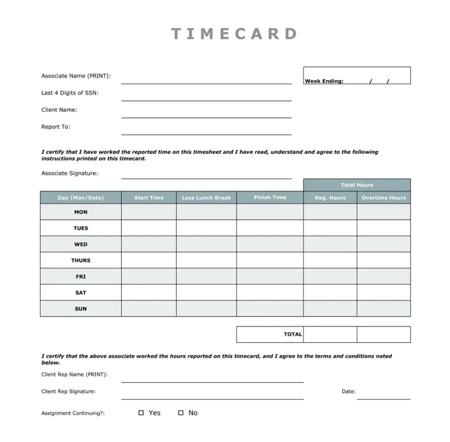 Time Card Calculator Template