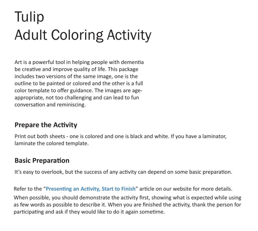 Tulip Adult Coloring Activity