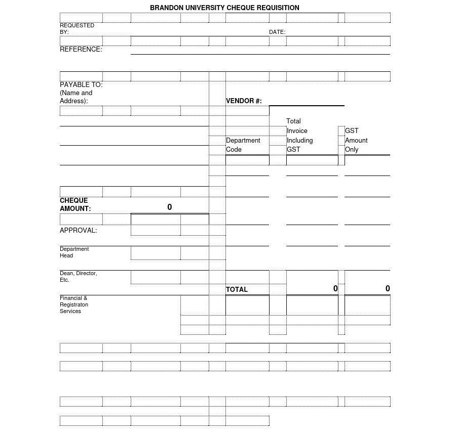 University Cheque Requisition Template