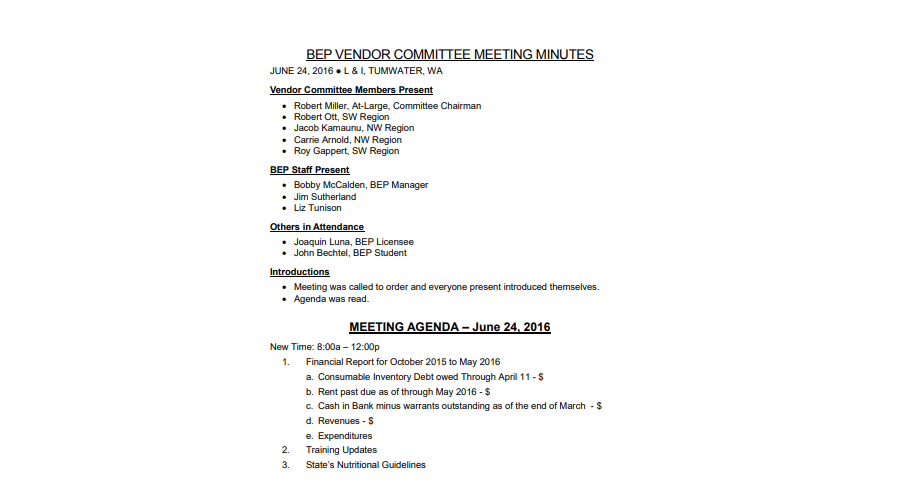 Vendor management meeting agenda Template