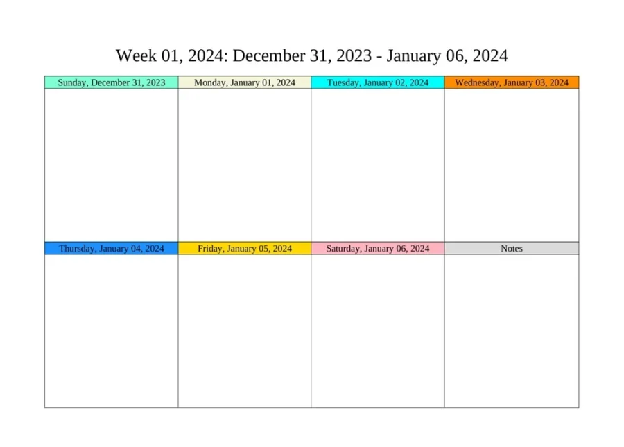 Weekly Calendar Template 2024
