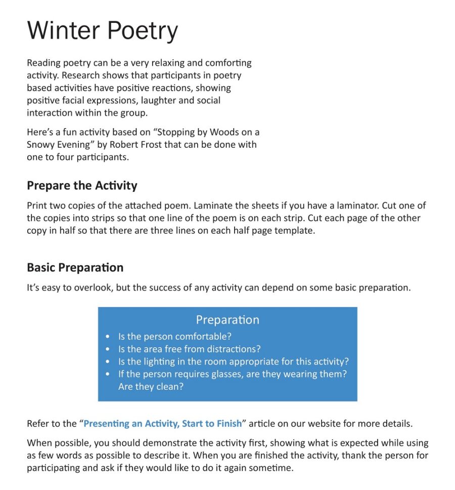 Winter Poetry Activity