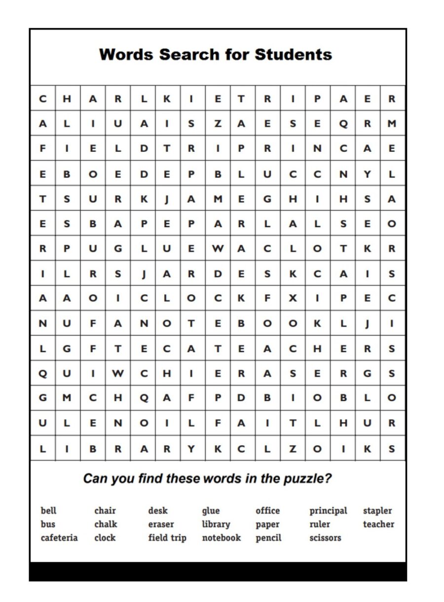 Words Search Students Puzzle