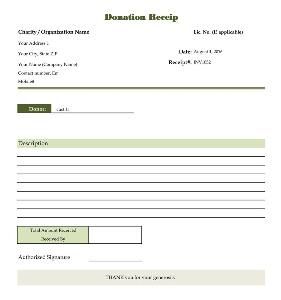 Free Donation Receipt Template