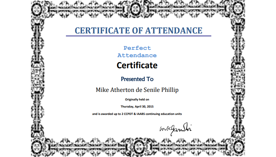 Perfect Attendance Award For Employee