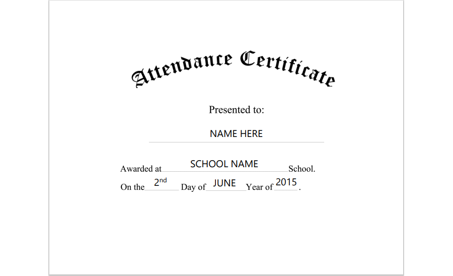 Student Best Attendance Award  PDF