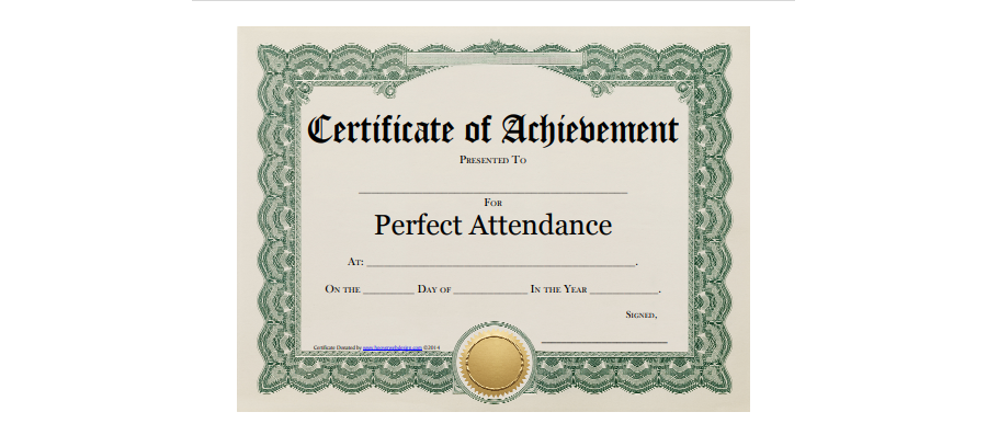 Employee Perfect Attendance Award