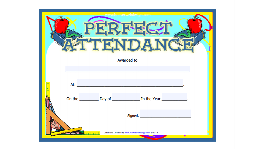 Perfect Attendance Award Certificate DOC