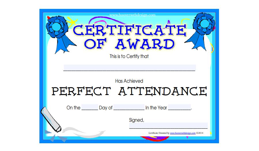 Printable Perfect Attendance Award