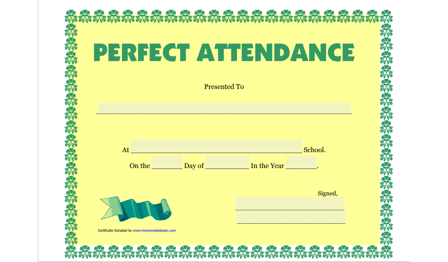 High School Perfect Attendance Award